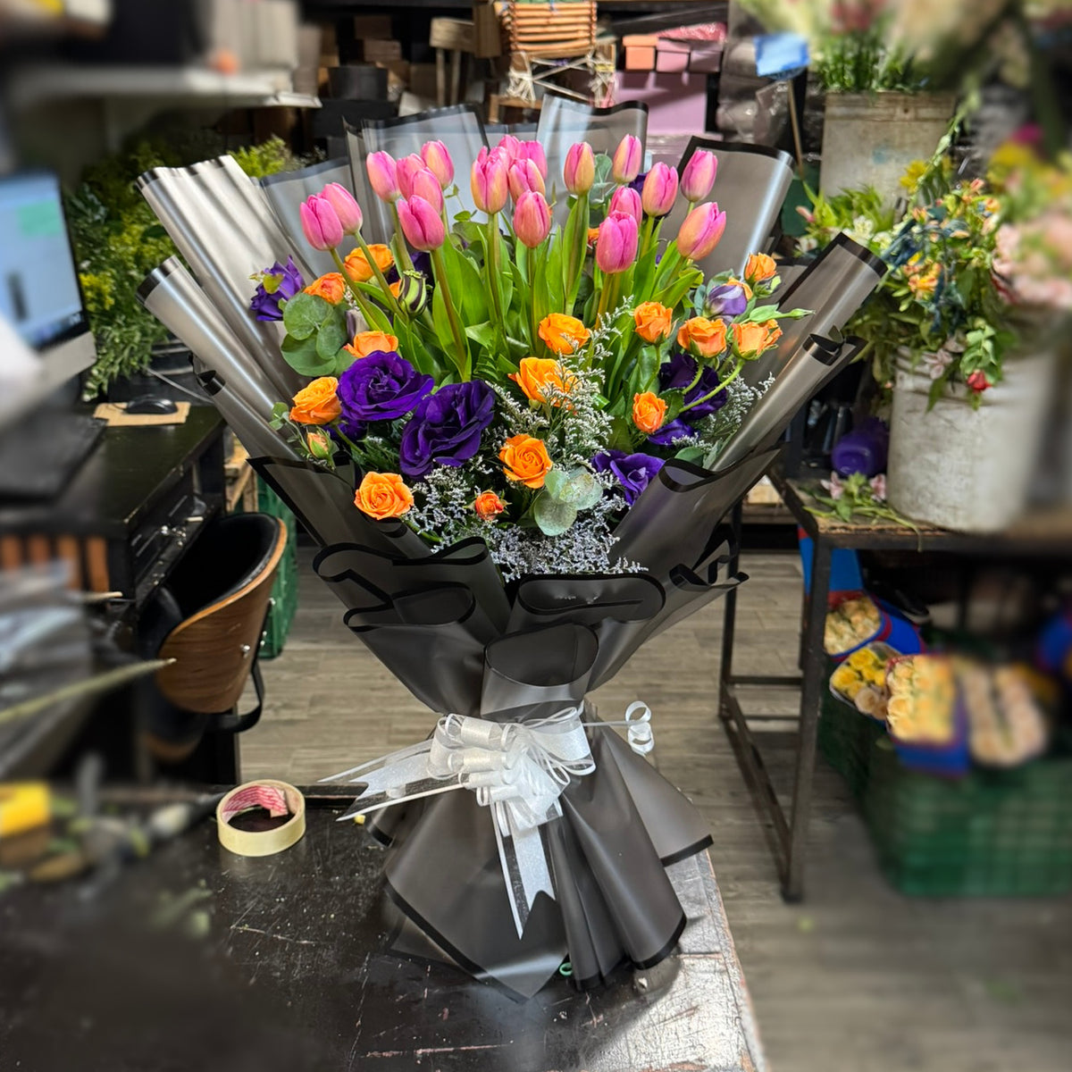 Ramo de tulipanes estilo coreano