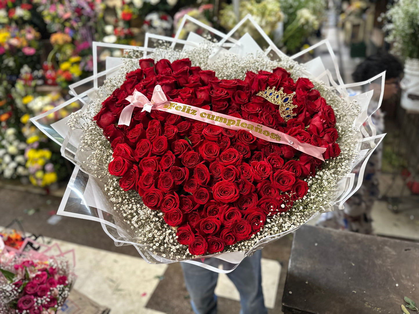 Corazón de 150 rosas