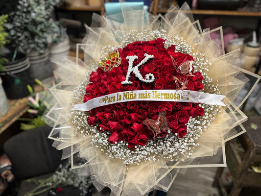 Ramo de 100 rosas con letra