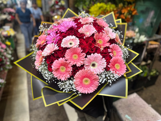 100 rosas rojas 24 Gerberas