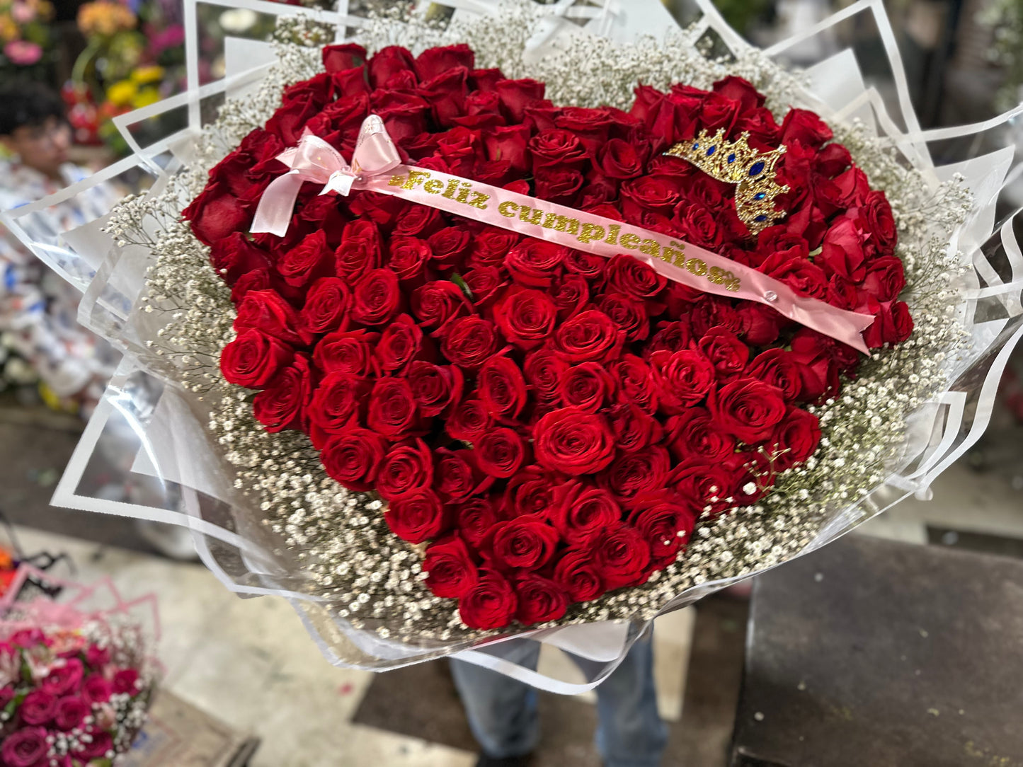 Corazón de 150 rosas