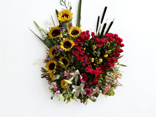 corazon doble con girasol grande.