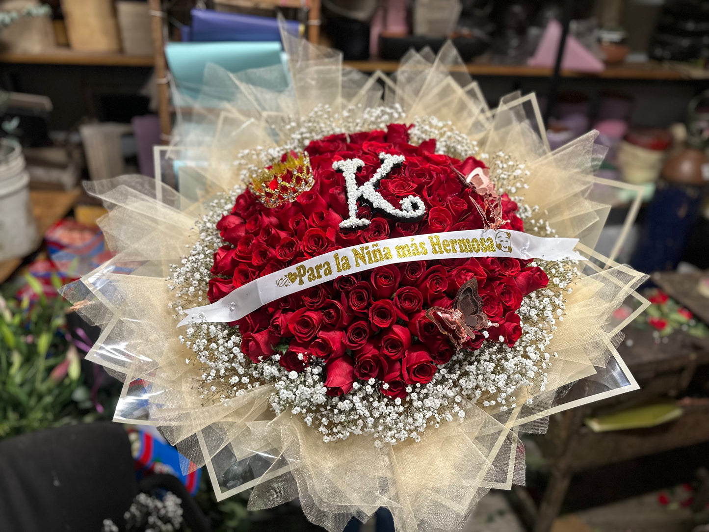 Ramo de 100 rosas con letra